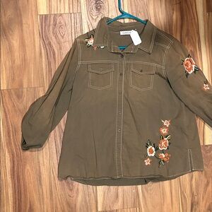 Coin Gypsy button up Floral Embroidered Shirt